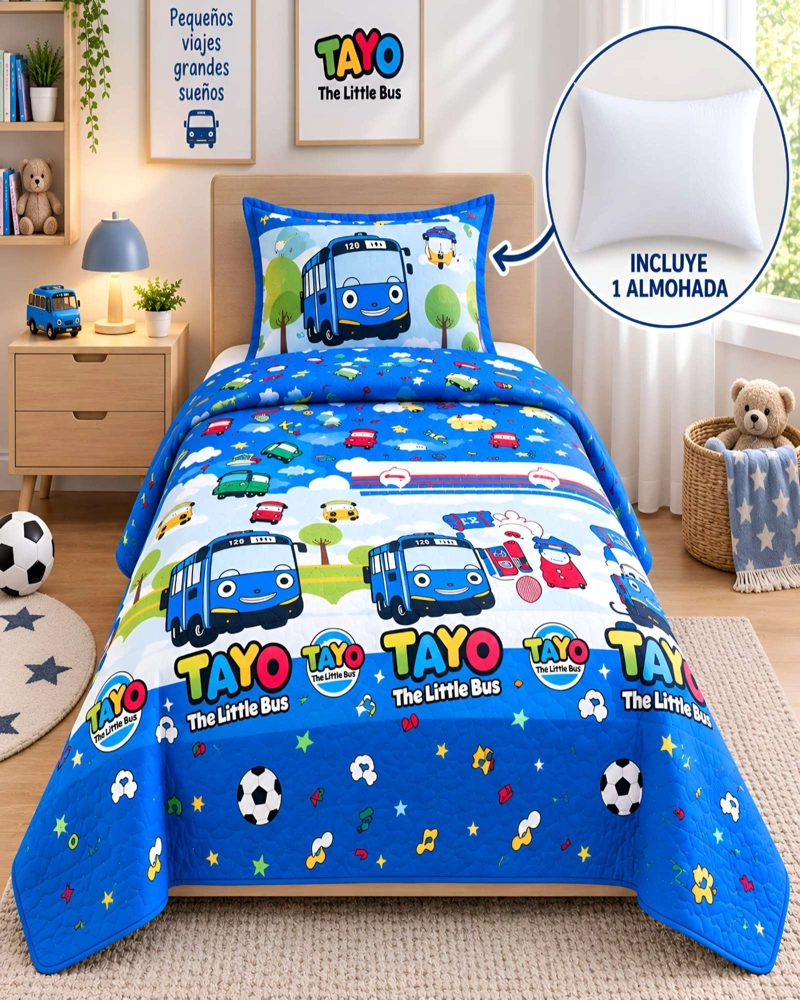 CONJUNTO CUBRECAMA 1.5 PLAZAS CON ALMOHADA Y FUNDA - 2