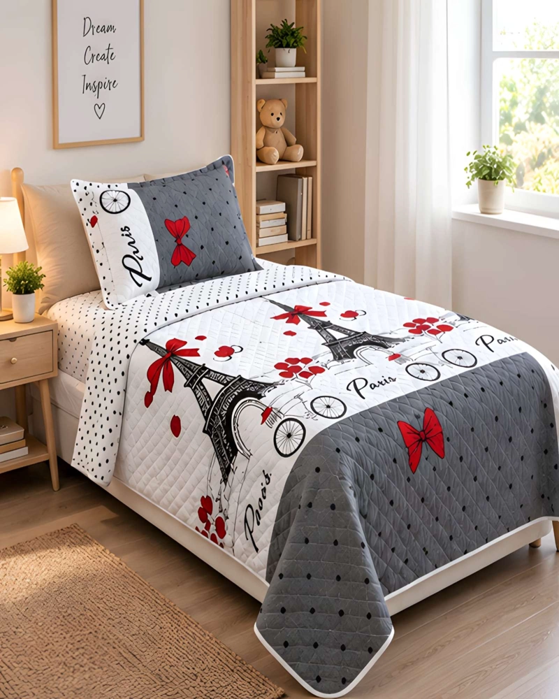 CONJUNTO CUBRECAMA 1.5 PLAZAS CON ALMOHADA Y FUNDA - 3