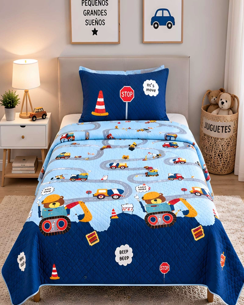 SET QUILT CUBRECAMA 180X230CM 1.5 PLAZAS MICROFIBRA SUAVE Y FUNDA - 1