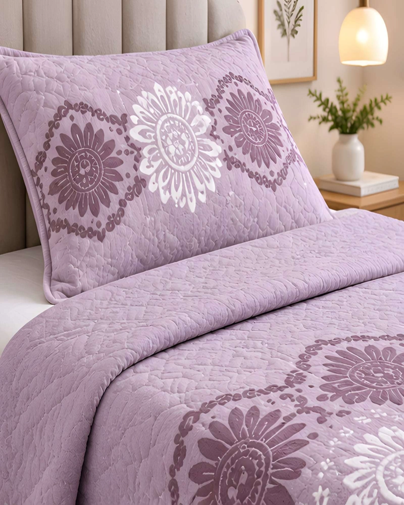SET QUILT CUBRECAMA 180X230CM 1.5 PLAZAS MICROFIBRA SUAVE Y FUNDA - 3