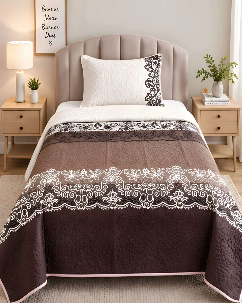 SET QUILT CUBRECAMA 180X230CM 1.5 PLAZAS MICROFIBRA SUAVE Y FUNDA - 3
