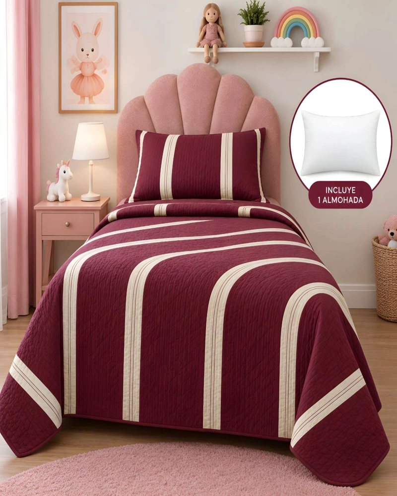 CONJUNTO CUBRECAMA 1.5 PLAZAS CON ALMOHADA Y FUNDA - 2