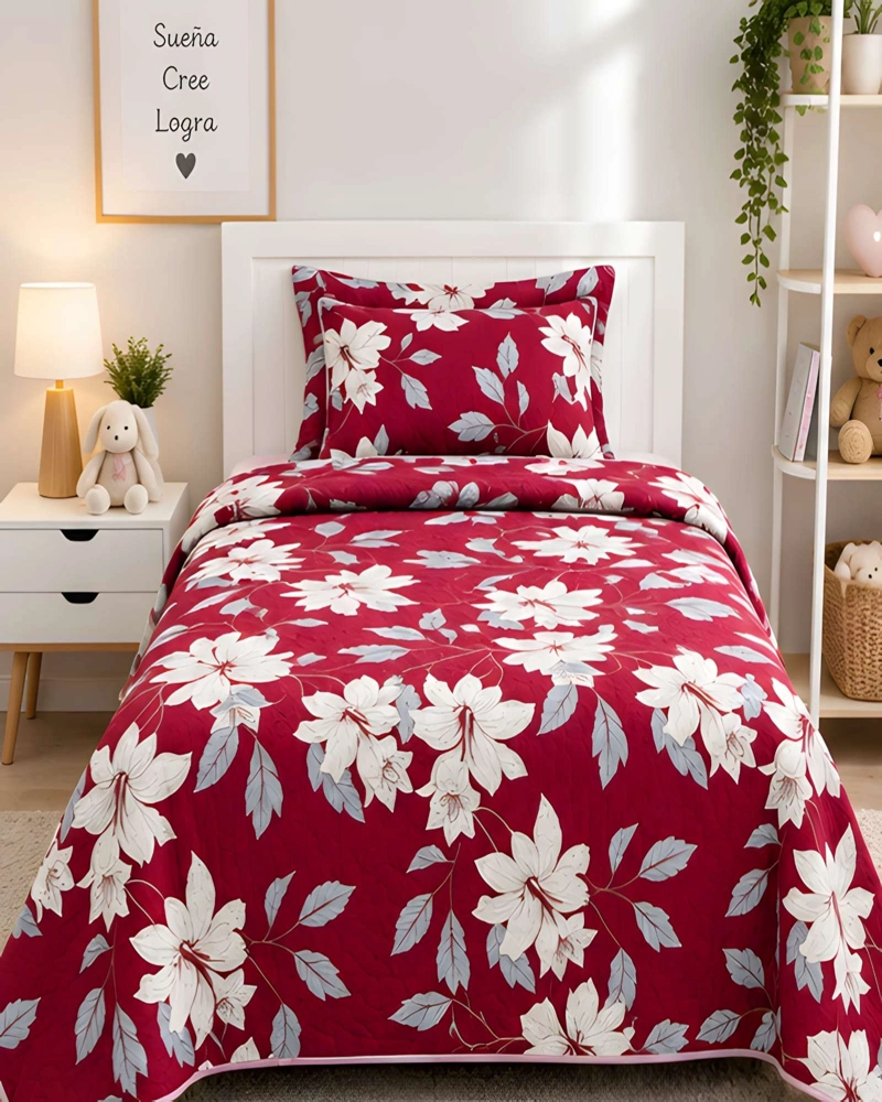 SET QUILT CUBRECAMA 180X230CM 1.5 PLAZAS MICROFIBRA SUAVE Y FUNDA - 1