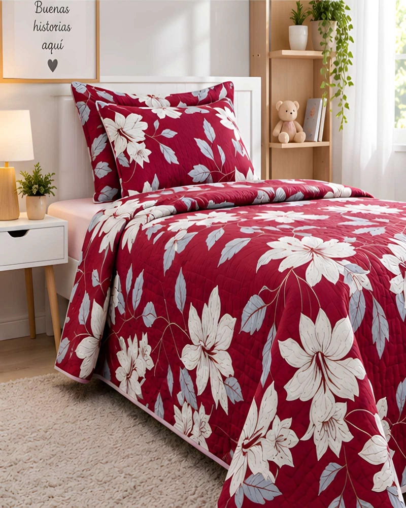SET QUILT CUBRECAMA 180X230CM 1.5 PLAZAS MICROFIBRA SUAVE Y FUNDA - 4