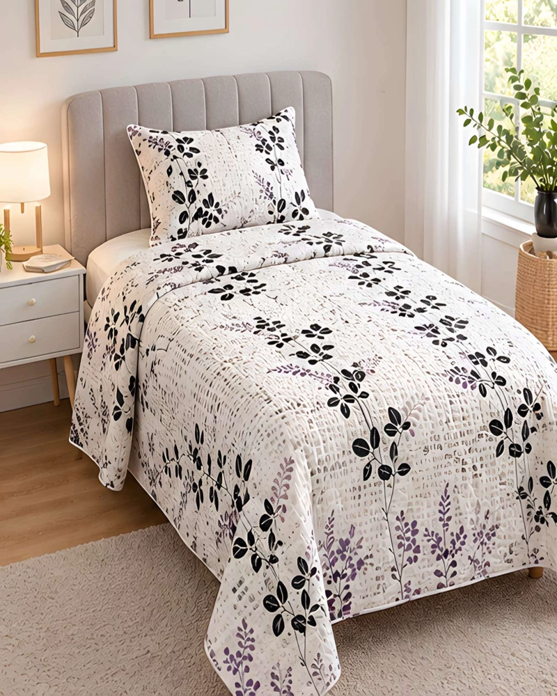 SET QUILT CUBRECAMA 180X230CM 1.5 PLAZAS MICROFIBRA SUAVE Y FUNDA - 2