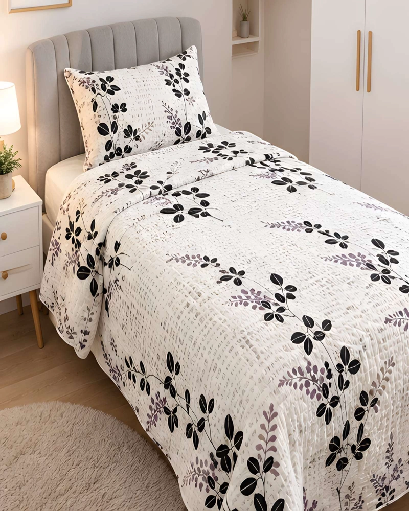 SET QUILT CUBRECAMA 180X230CM 1.5 PLAZAS MICROFIBRA SUAVE Y FUNDA - 3