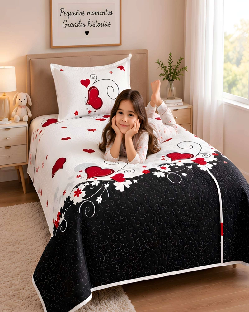 CONJUNTO CUBRECAMA 1.5 PLAZAS CON ALMOHADA Y FUNDA - 4