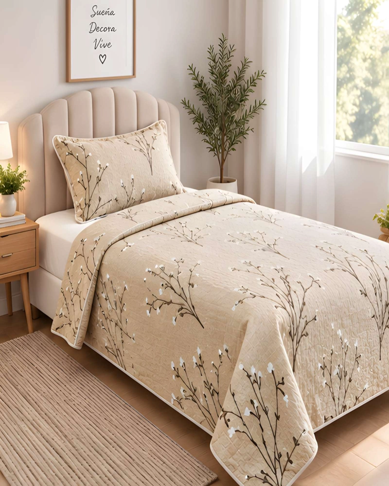 SET QUILT CUBRECAMA 180X230CM 1.5 PLAZAS MICROFIBRA SUAVE Y FUNDA - 1