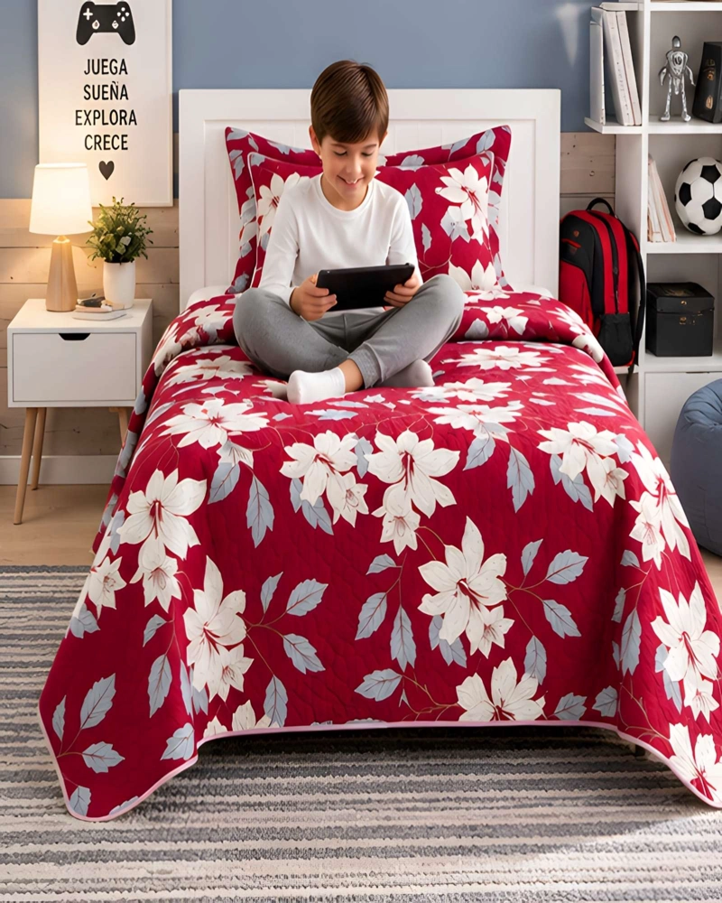 CONJUNTO CUBRECAMA 1.5 PLAZAS CON ALMOHADA Y FUNDA - 4