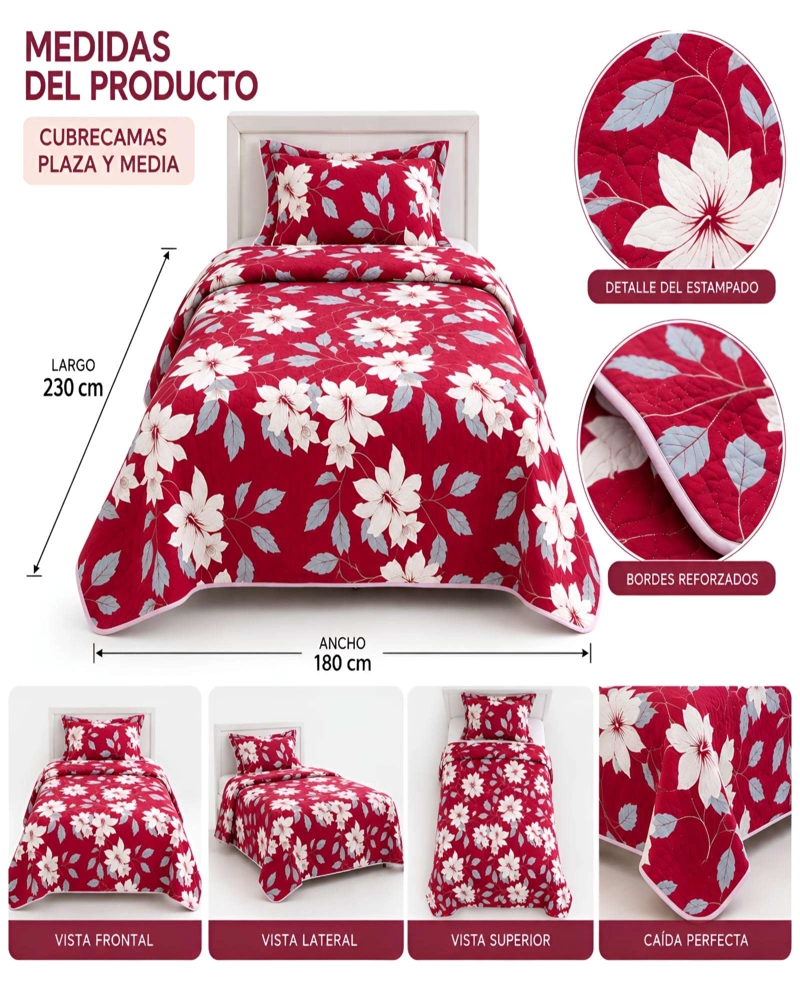 CONJUNTO CUBRECAMA 1.5 PLAZAS CON ALMOHADA Y FUNDA - 5