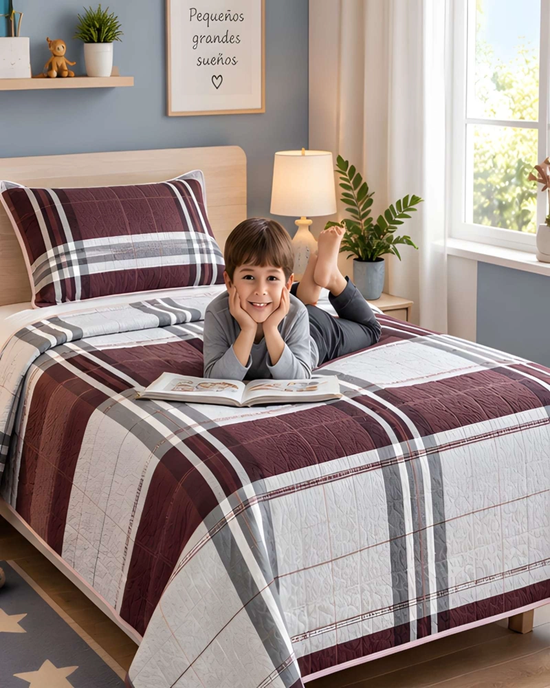 CONJUNTO CUBRECAMA 1.5 PLAZAS CON ALMOHADA Y FUNDA - 4