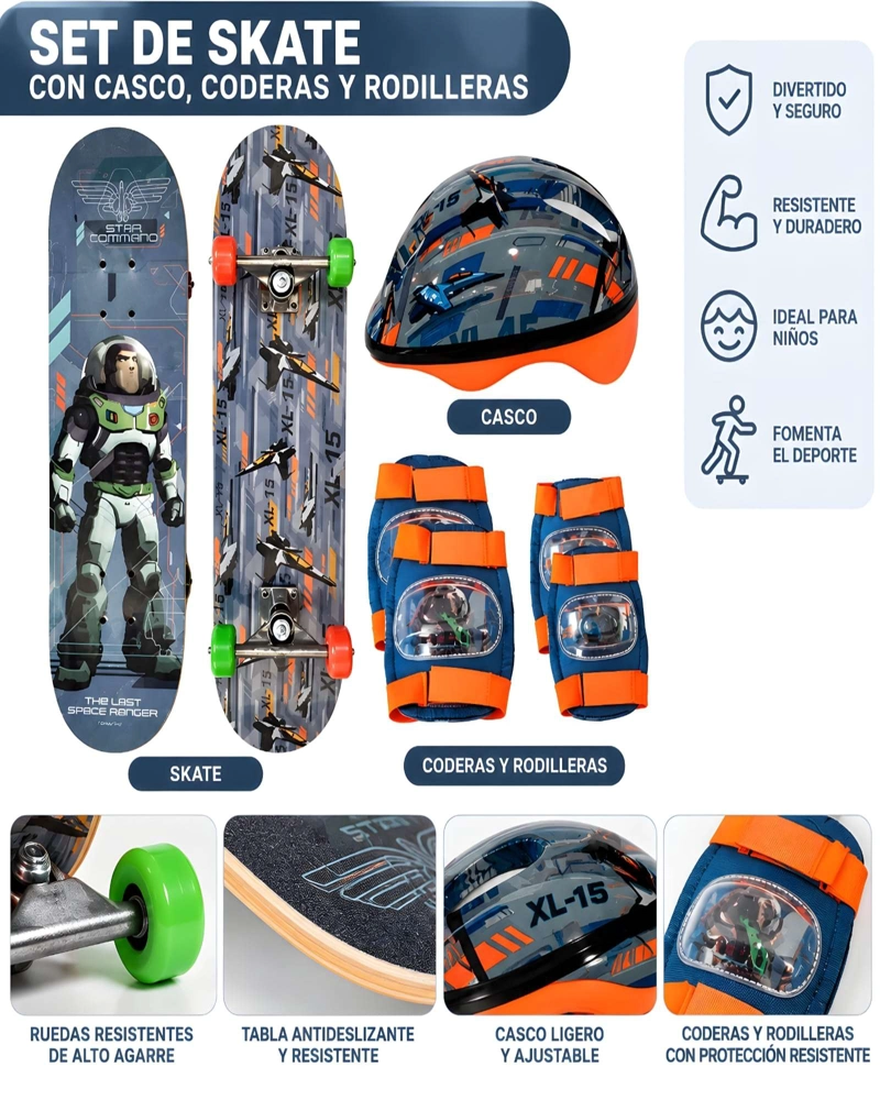 PATINETA PARA NIÑOS CON KIT DE PROTECCION Y CASCO VENTILADO - 4