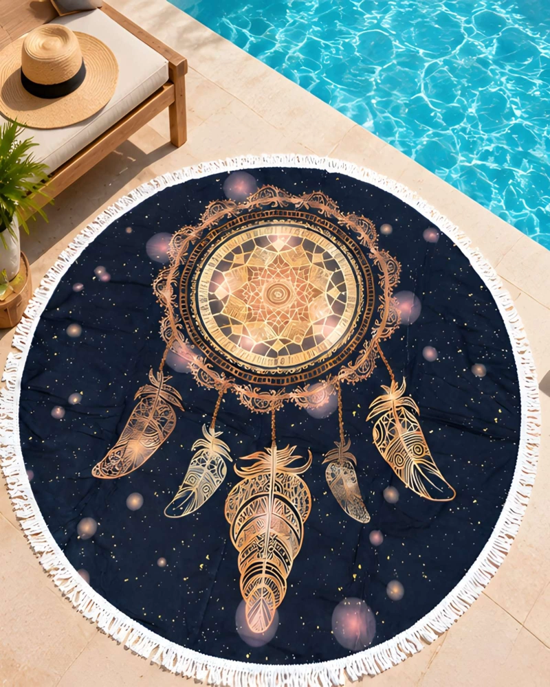 TOALLA DE PLAYA REDONDA ESTAMPADA 150 CM CON FLECOS DECORATIVOS - 2