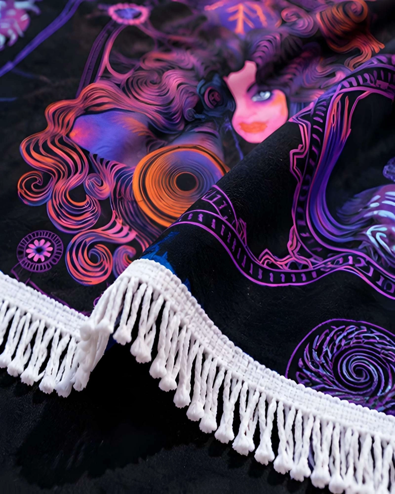 TOALLA DE PLAYA REDONDA ESTAMPADA 150 CM CON FLECOS DECORATIVOS - 3