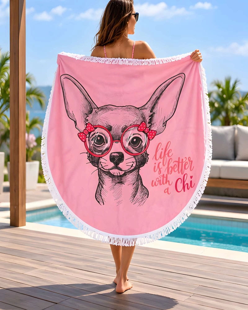 TOALLA DE PLAYA REDONDA ESTAMPADA 150 CM CON FLECOS DECORATIVOS - 2