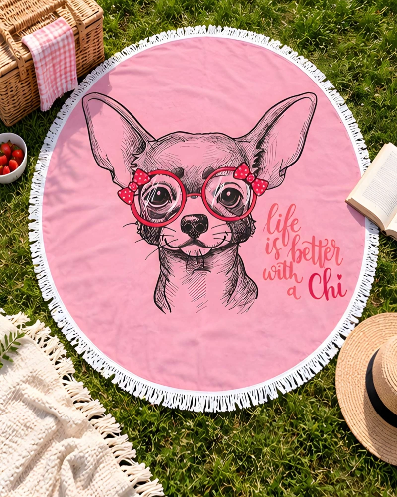 TOALLA DE PLAYA REDONDA ESTAMPADA 150 CM CON FLECOS DECORATIVOS - 3