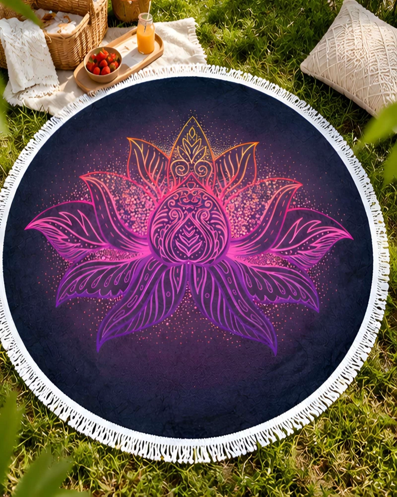 TOALLA DE PLAYA REDONDA ESTAMPADA 150 CM CON FLECOS DECORATIVOS - 3