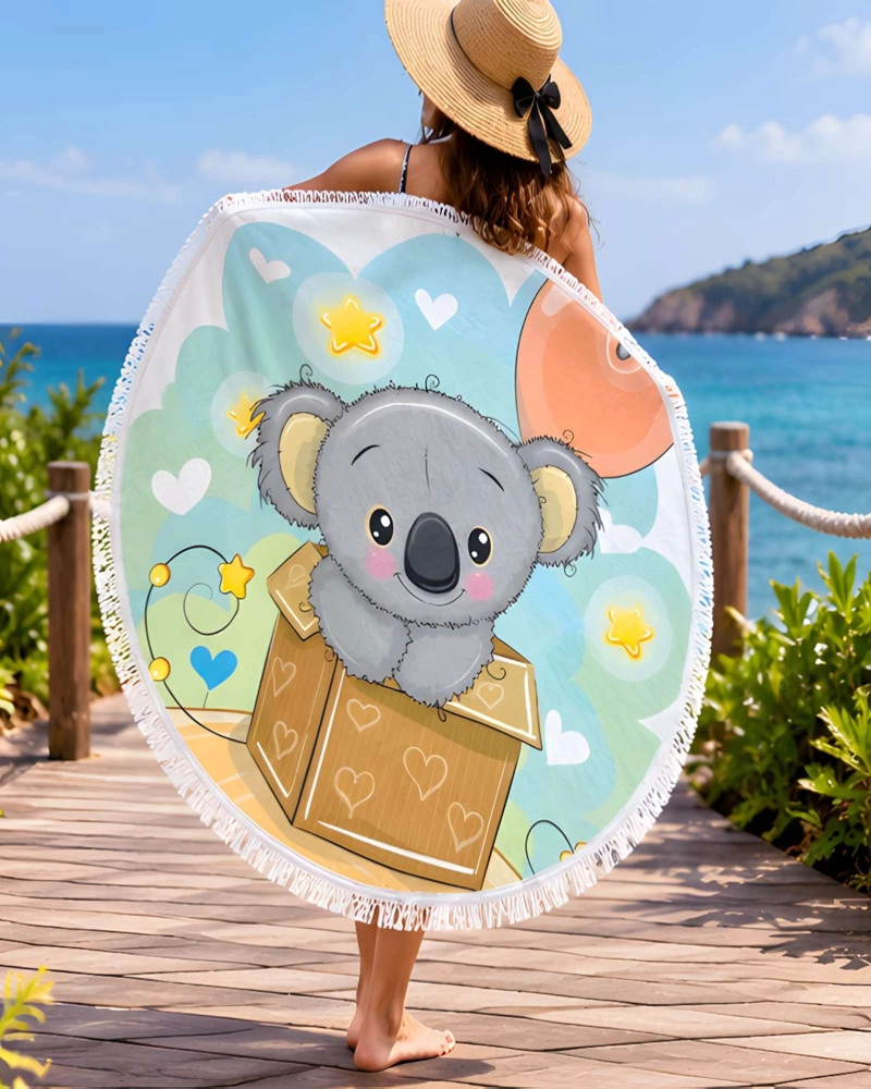 TOALLA DE PLAYA REDONDA ESTAMPADA 150 CM CON FLECOS DECORATIVOS - 2