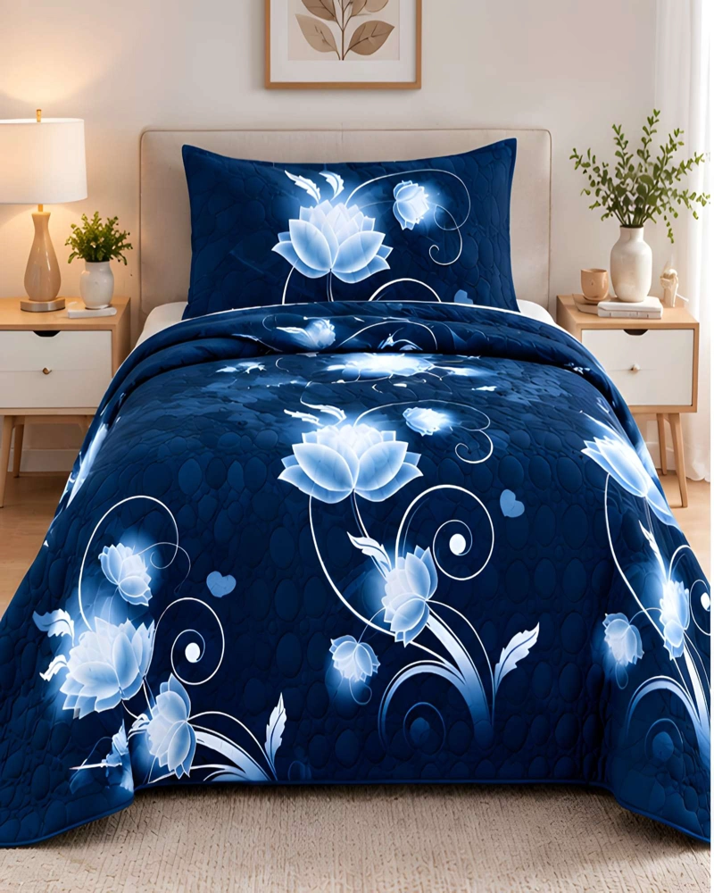 SET QUILT CUBRECAMA DELGADO 1.5 PLAZA MAS SABANAS  PARA VERANO - 2