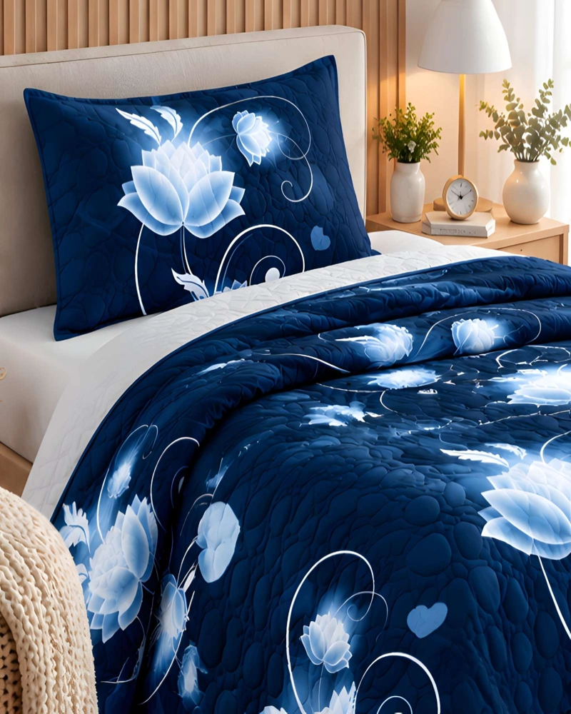SET QUILT CUBRECAMA DELGADO 1.5 PLAZA MAS SABANAS  PARA VERANO - 3