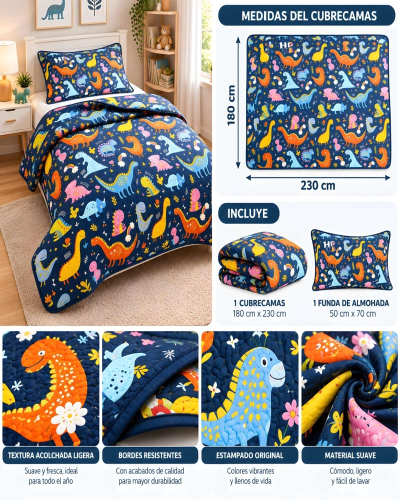 CUBRECAMA QUILT Y FUNDA DE ALMOHADA ULTRALIGERO FRESCO 1.5 PLAZAS - 5