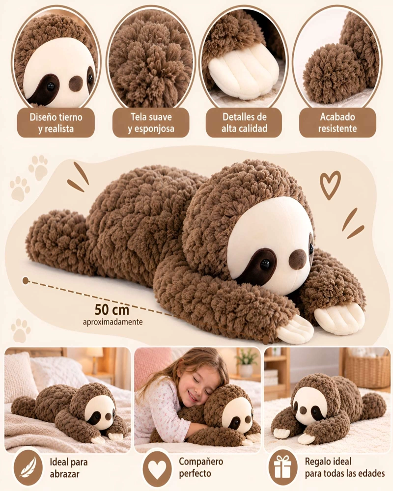 ALMOHADA PELUCHE GIGANTE 50 CM ACOLCHADA SUAVE PARA NIÑOS Y ADULTOS - 5