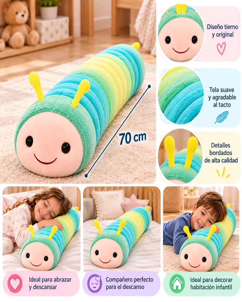 ALMOHADA GIGANTE DE PELUCHE 70 CM PARA ABRAZAR  Y  RELAJARSE - 5