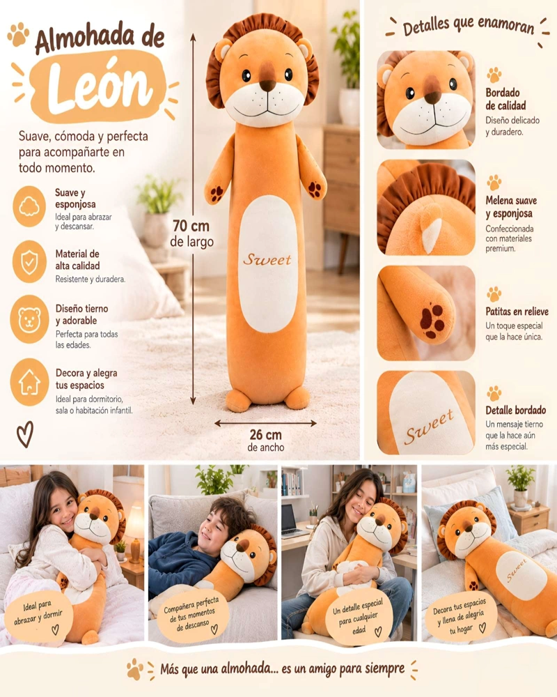 ALMOHADA GIGANTE DE PELUCHE 70 CM PARA ABRAZAR  Y  RELAJARSE - 5
