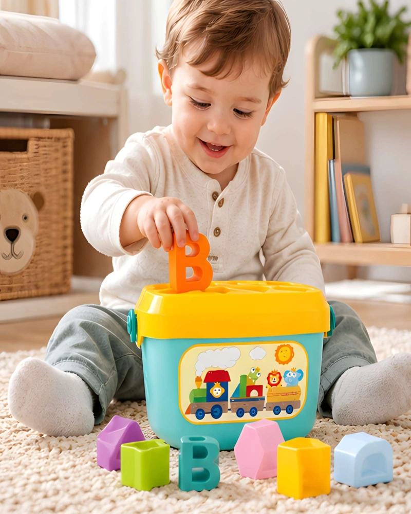 CUBO ORGANIZADOR CON BLOQUES GEOME TRICOS Y LETRAS DIDACTICAS - 1
