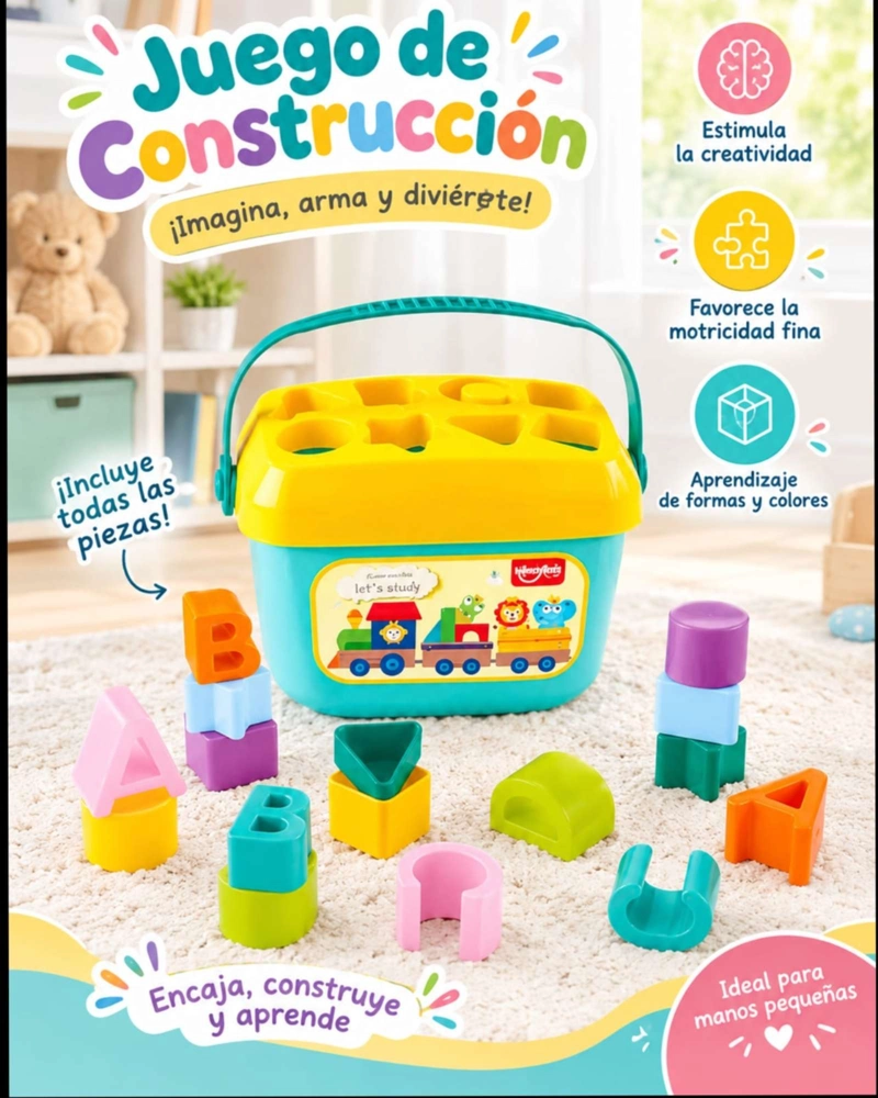 CUBO ORGANIZADOR CON BLOQUES GEOME TRICOS Y LETRAS DIDACTICAS - 4