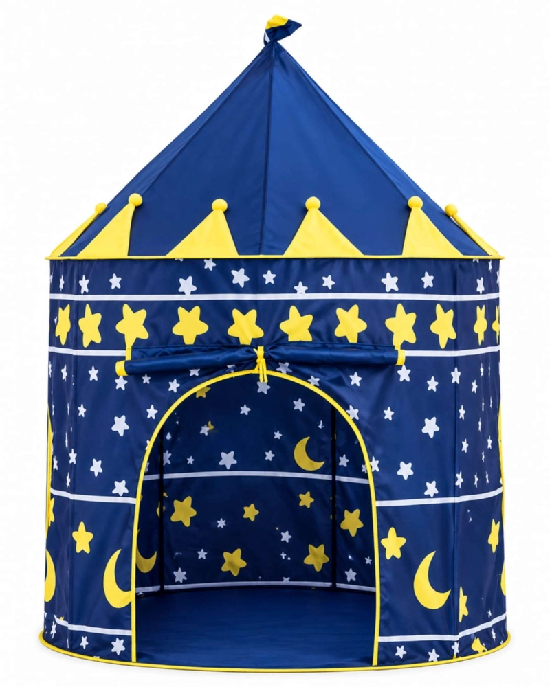 CARPA CASTILLO INFANTIL AZUL CON ESTRELLAS Y LUNAS PARA JUGAR - 6