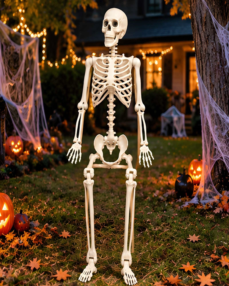ESQUELETO DE TAMAÑO REAL 165 CM CON ARTICULACIONES PARA FIESTAS DE TERROR - 1