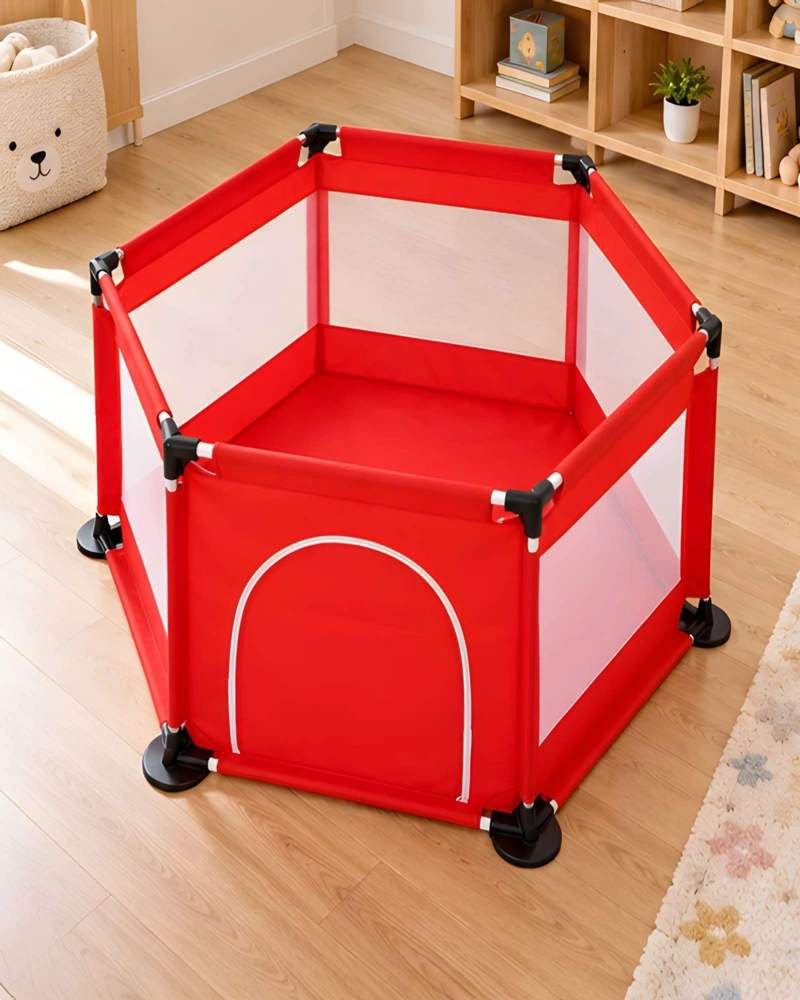 CENTRO DE ACTIVIDADES Y CORRAL HEXAGONAL PARA BEBE  CON PELOTAS INCLUIDAS - 1