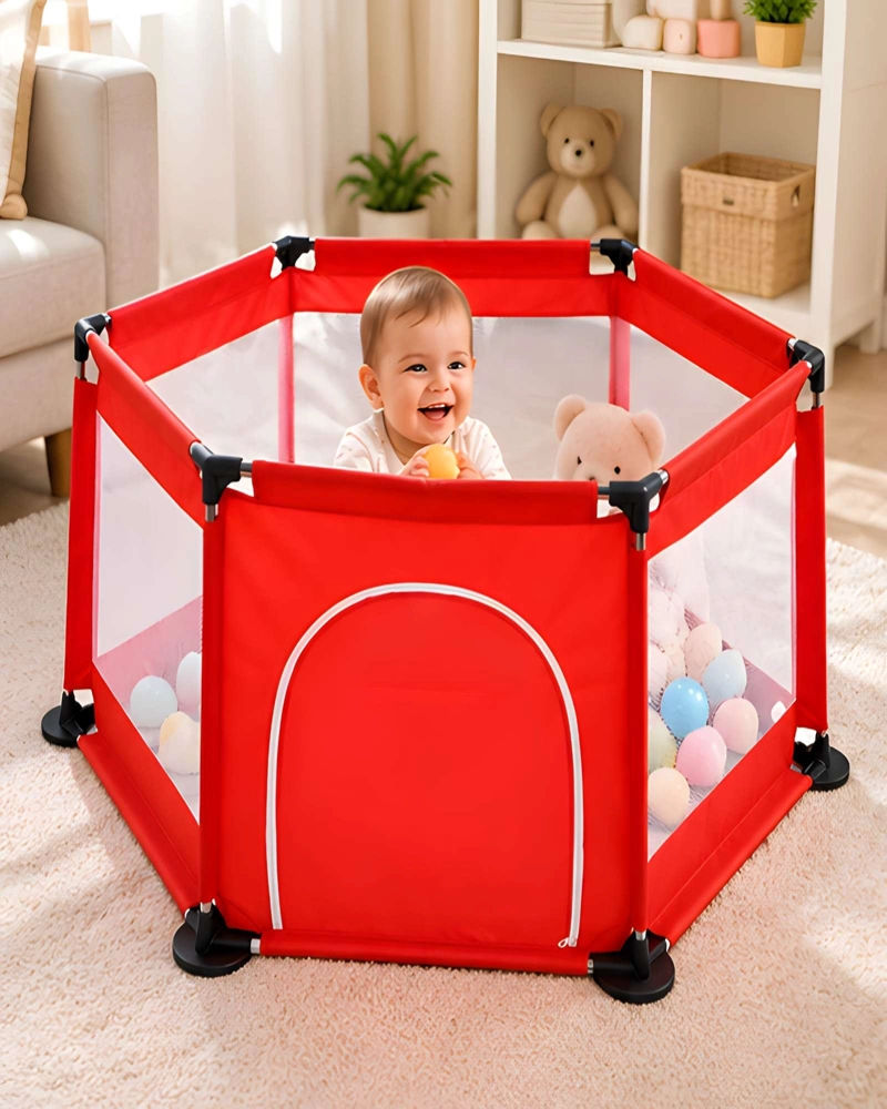 CENTRO DE ACTIVIDADES Y CORRAL HEXAGONAL PARA BEBE  CON PELOTAS INCLUIDAS - 3