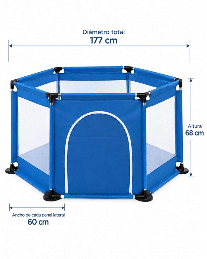CENTRO DE ACTIVIDADES Y CORRAL HEXAGONAL PARA BEBE  CON PELOTAS INCLUIDAS - 4