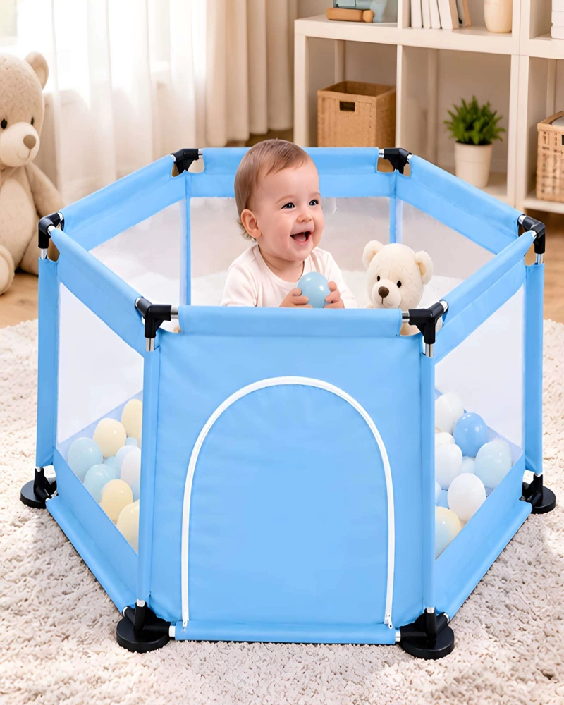 CENTRO DE ACTIVIDADES Y CORRAL HEXAGONAL PARA BEBE  CON PELOTAS INCLUIDAS - 3