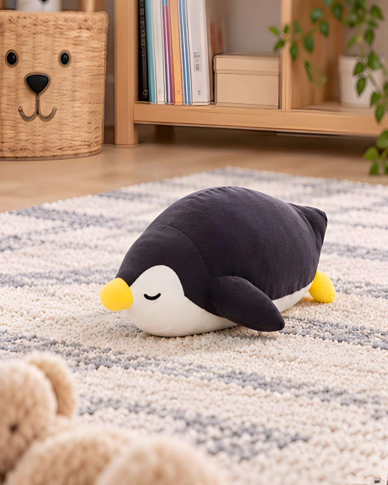 COJIN ALARGADO DE PINGÜINO AFELPADO DE 30 CENTIMETROS PARA CUNAS Y CAMAS - 3
