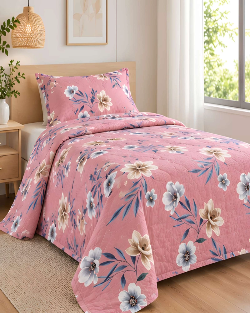 CUBRECAMAS 1 PLAZA Y MEDIA QUILT LIVIANO DE VERANO CON FUNDA - 2