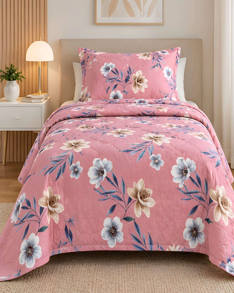 CUBRECAMAS 1 PLAZA Y MEDIA QUILT LIVIANO DE VERANO CON FUNDA - 3