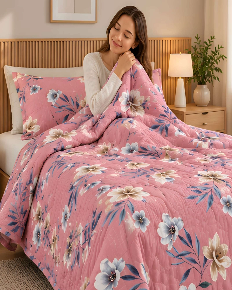 CUBRECAMAS 1 PLAZA Y MEDIA QUILT LIVIANO DE VERANO CON FUNDA - 4