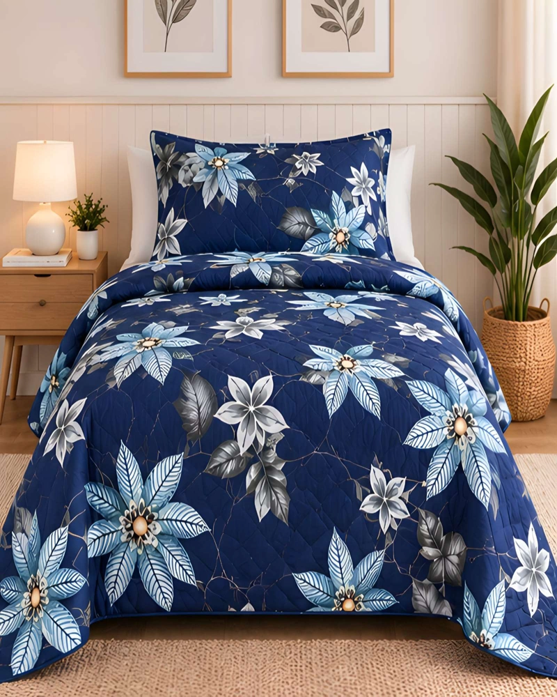 CUBRECAMA 1.5 PLAZAS QUILT LIVIANO CON ALMOHADA - 1