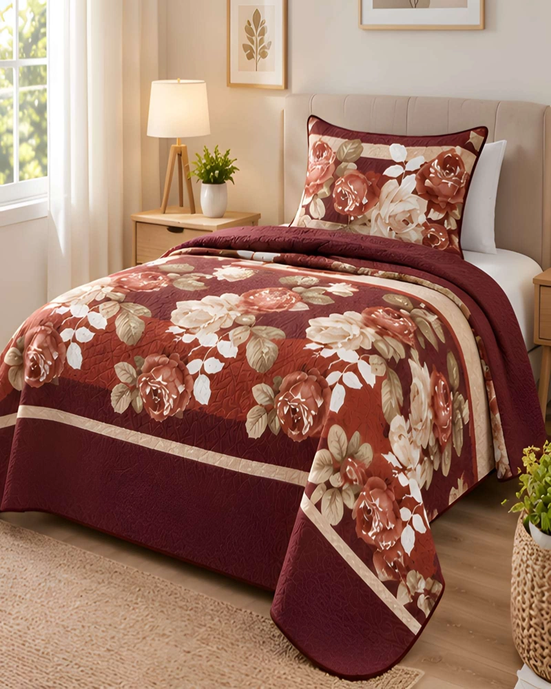 CUBRECAMAS 1 PLAZA Y MEDIA QUILT LIVIANO DE VERANO CON FUNDA - 1