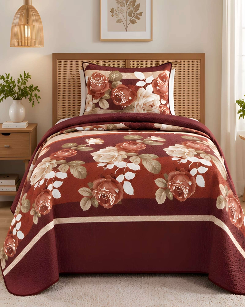 CUBRECAMAS 1 PLAZA Y MEDIA QUILT LIVIANO DE VERANO CON FUNDA - 3