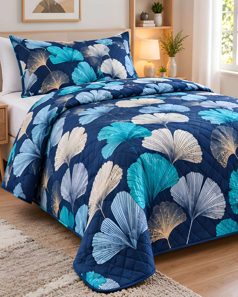 CUBRECAMAS 1 PLAZA Y MEDIA QUILT LIVIANO DE VERANO CON FUNDA - 2
