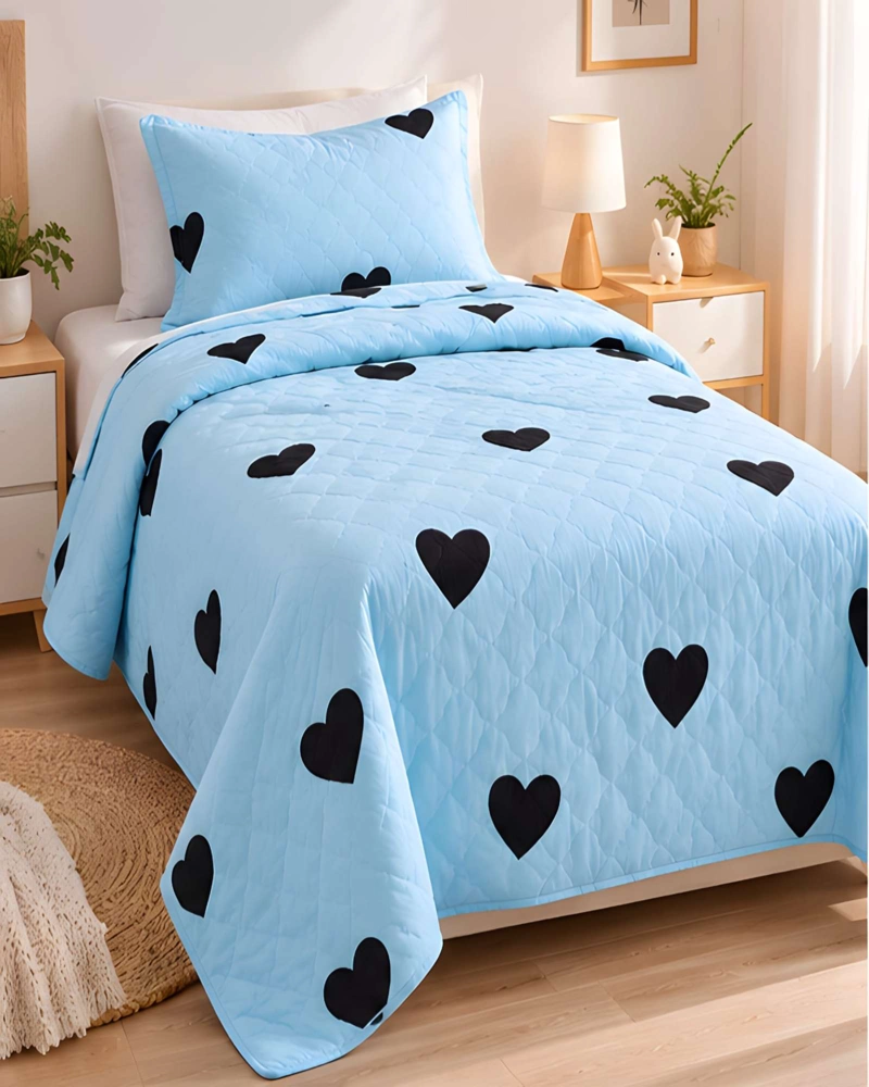 CUBRECAMAS 1 PLAZA Y MEDIA QUILT LIVIANO DE VERANO CON FUNDA - 3
