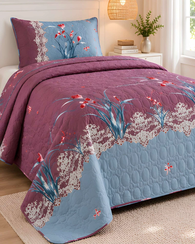 CUBRECAMA 1.5 PLAZAS QUILT LIVIANO CON ALMOHADA - 1