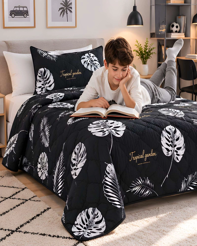 CUBRECAMAS 1 PLAZA Y MEDIA QUILT LIVIANO DE VERANO CON FUNDA - 4