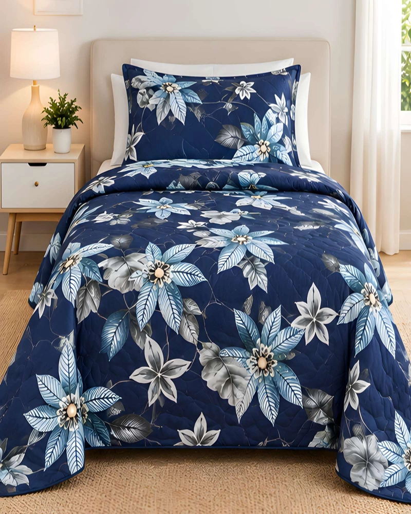 CUBRECAMAS 1 PLAZA Y MEDIA QUILT LIVIANO DE VERANO CON FUNDA - 1