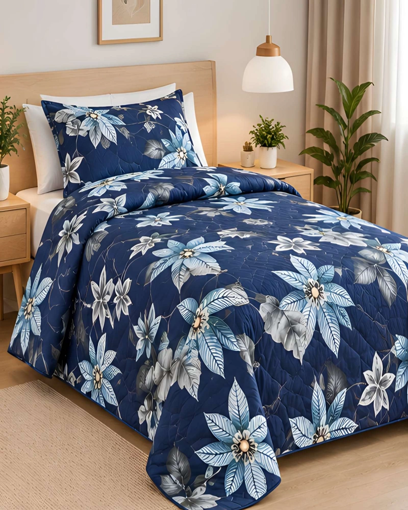 CUBRECAMAS 1 PLAZA Y MEDIA QUILT LIVIANO DE VERANO CON FUNDA - 3