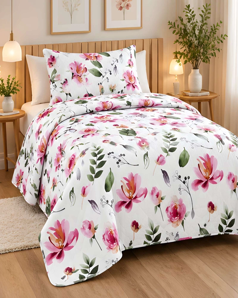 CUBRECAMAS 1 PLAZA Y MEDIA QUILT LIVIANO DE VERANO CON FUNDA - 3